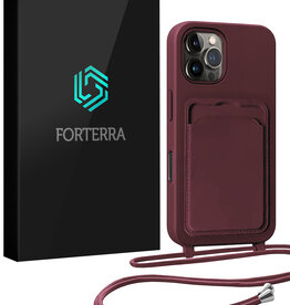 Forterra Forterra iPhone 16 Pro Hoesje Pashouder met Koord - Aubergine