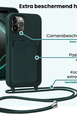 Forterra Forterra iPhone 16 Pro Hoesje Pashouder met Koord - Donkergroen - 2 PACK