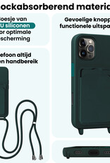 Forterra Forterra iPhone 16 Pro Hoesje Pashouder met Koord Met 2x Screenprotector - Donkergroen
