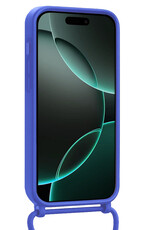 Forterra Forterra iPhone 16 Pro Hoesje Pashouder met Koord Met 2x Screenprotector - Fel Blauw