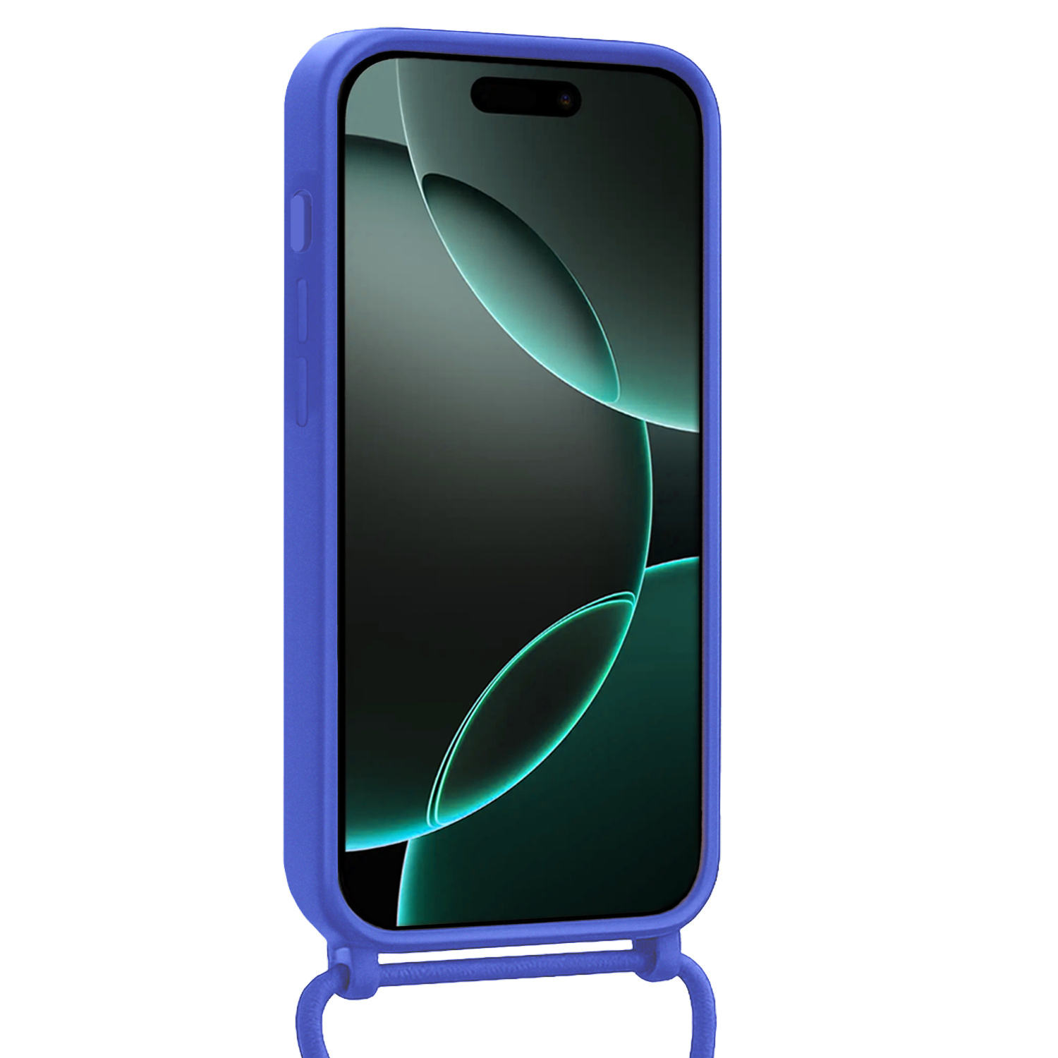 Forterra Forterra iPhone 16 Pro Hoesje Pashouder met Koord Met 2x Screenprotector - Fel Blauw
