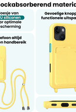 Forterra Forterra iPhone 16 Pro Hoesje Pashouder met Koord - Geel