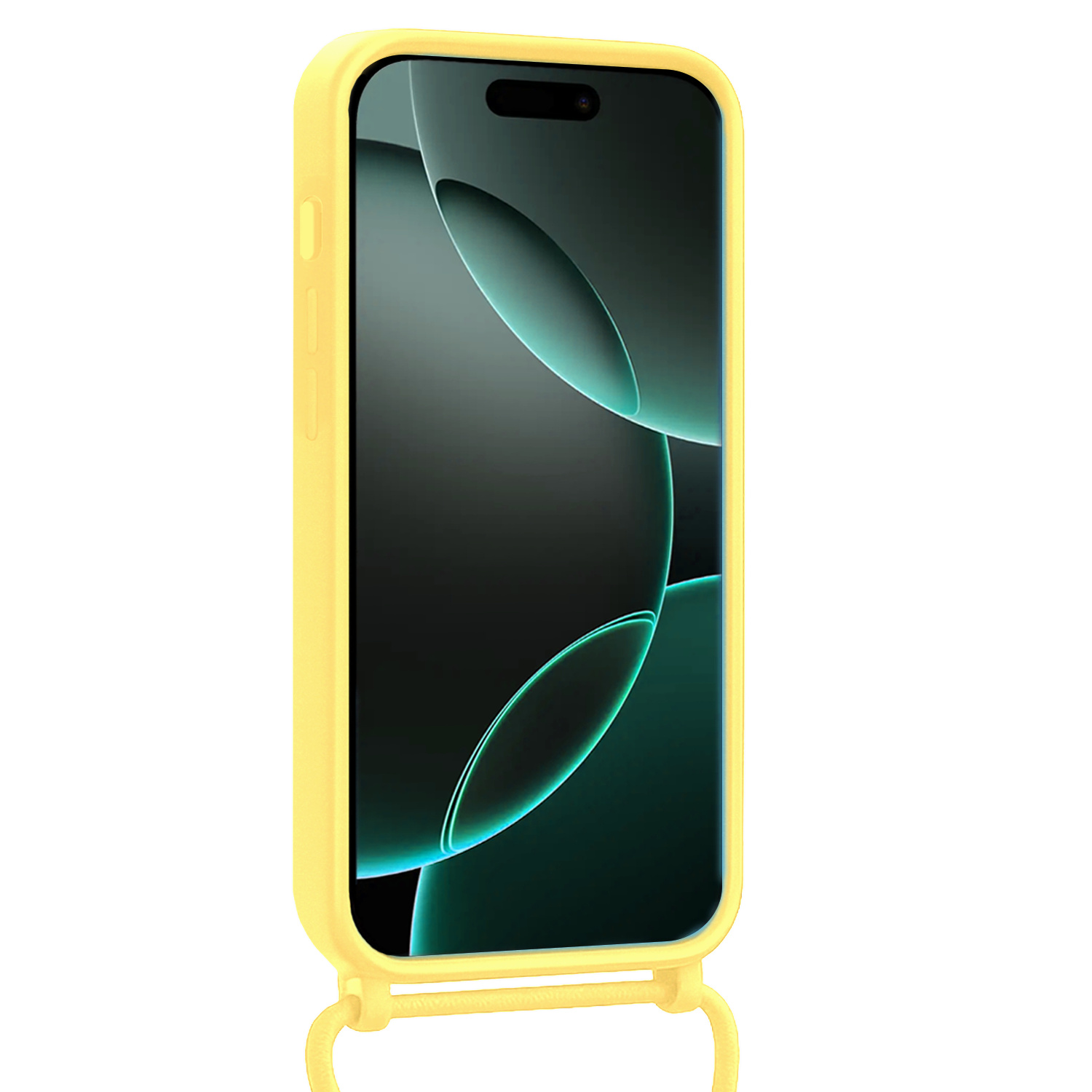 Forterra Forterra iPhone 16 Pro Hoesje Pashouder met Koord - Geel