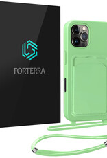 Forterra Forterra iPhone 16 Pro Hoesje Pashouder met Koord - Groen