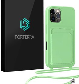 Forterra Forterra iPhone 16 Pro Hoesje Pashouder met Koord - Groen