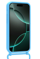 Forterra Forterra iPhone 16 Pro Hoesje Pashouder met Koord Met 2x Screenprotector - Lichtblauw