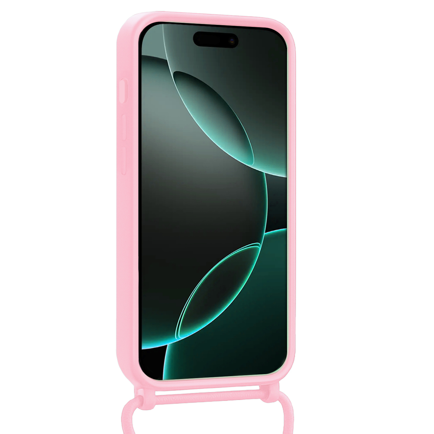 Forterra Forterra iPhone 16 Pro Hoesje Pashouder met Koord - Lichtroze - 2 PACK