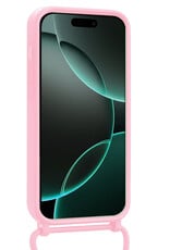 Forterra Forterra iPhone 16 Pro Hoesje Pashouder met Koord Met 2x Screenprotector - Lichtroze
