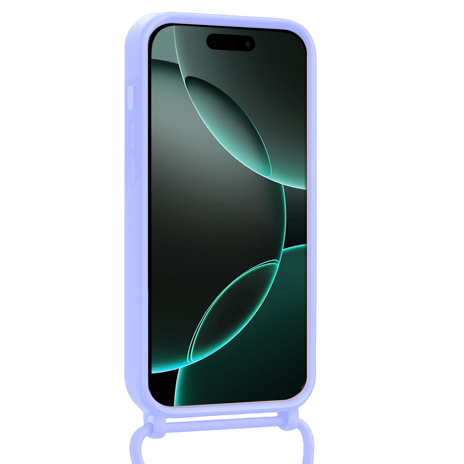 Forterra Forterra iPhone 16 Pro Hoesje Pashouder met Koord Met Screenprotector - Lila