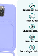 Forterra Forterra iPhone 16 Pro Hoesje Pashouder met Koord Met 2x Screenprotector - Lila