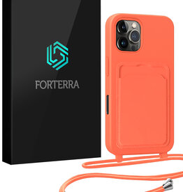 Forterra Forterra iPhone 16 Pro Hoesje Pashouder met Koord - Papaya