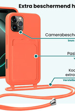 Forterra Forterra iPhone 16 Pro Hoesje Pashouder met Koord - Papaya - 2 PACK