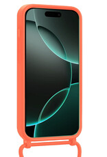 Forterra Forterra iPhone 16 Pro Hoesje Pashouder met Koord Met 2x Screenprotector - Papaya