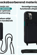 Forterra Forterra iPhone 16 Pro Hoesje Pashouder met Koord - Zwart