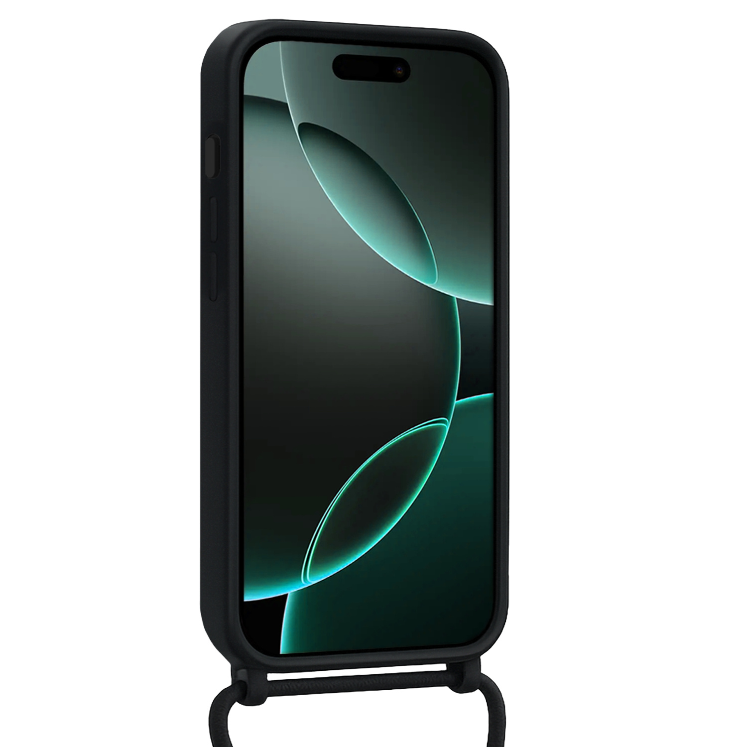 Forterra Forterra iPhone 16 Pro Hoesje Pashouder met Koord - Zwart
