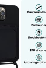 Forterra Forterra iPhone 16 Pro Hoesje Pashouder met Koord Met 2x Screenprotector - Zwart