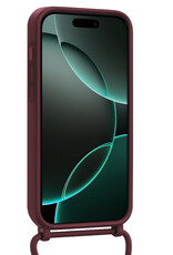 Forterra Forterra iPhone 16 Pro Max Hoesje Pashouder met Koord Met 2x Screenprotector - Aubergine