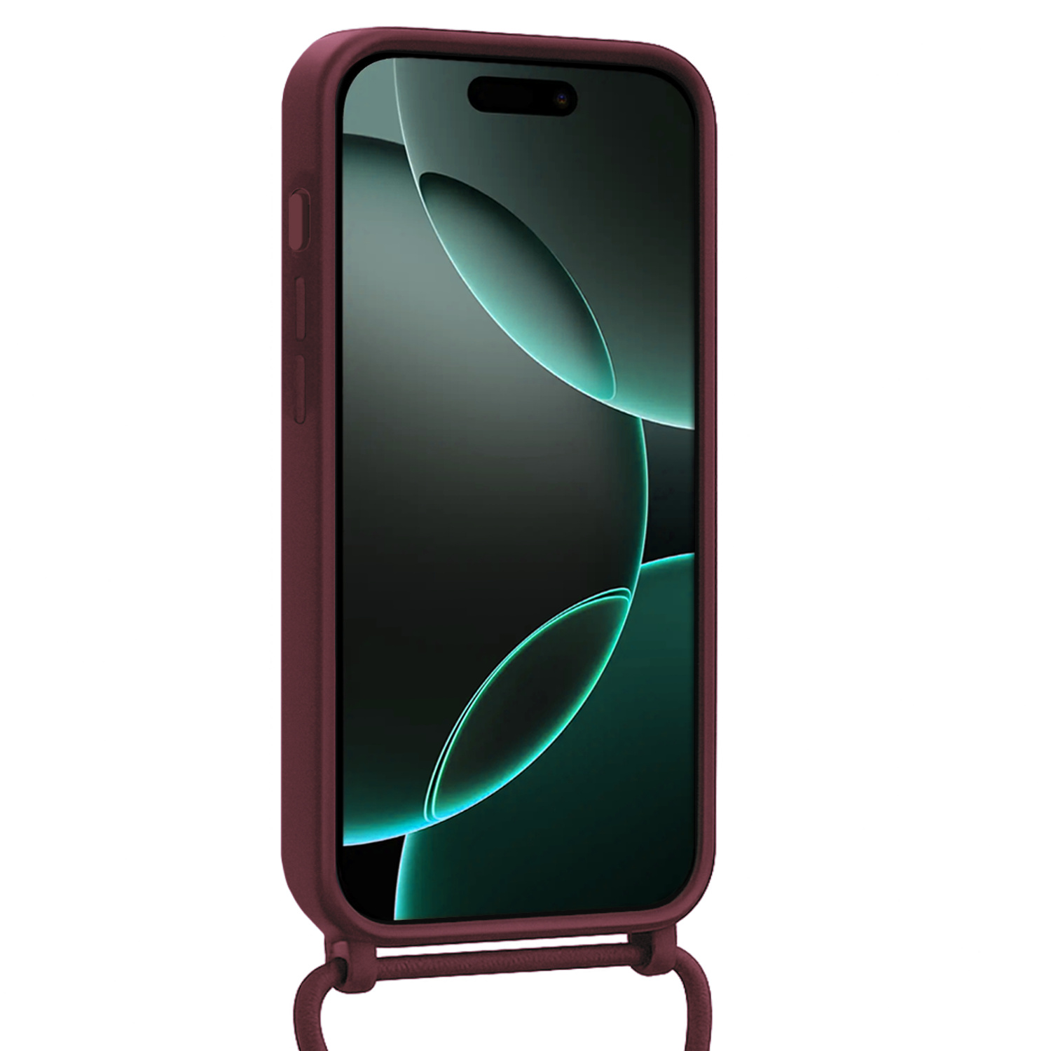 Forterra Forterra iPhone 16 Pro Max Hoesje Pashouder met Koord Met 2x Screenprotector - Aubergine