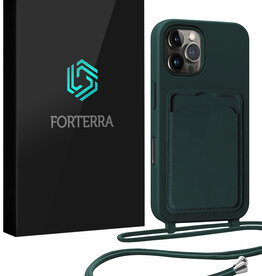 Forterra Forterra iPhone 16 Pro Max Hoesje Pashouder met Koord - Donkergroen