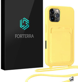 Forterra Forterra iPhone 16 Pro Max Hoesje Pashouder met Koord - Geel