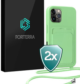 Forterra Forterra iPhone 16 Pro Max Hoesje Pashouder met Koord - Groen - 2 PACK