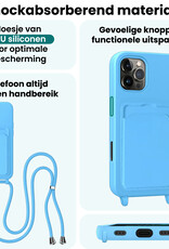 Forterra Forterra iPhone 16 Pro Max Hoesje Pashouder met Koord - Lichtblauw