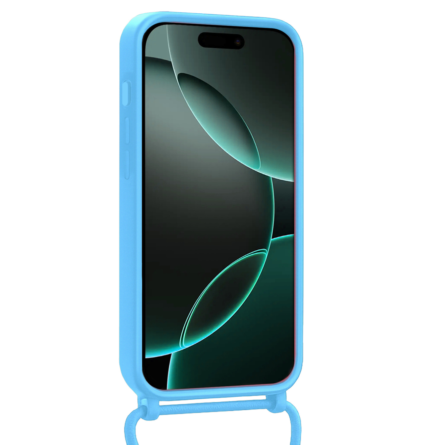 Forterra Forterra iPhone 16 Pro Max Hoesje Pashouder met Koord - Lichtblauw