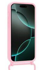 Forterra Forterra iPhone 16 Pro Max Hoesje Pashouder met Koord Met 2x Screenprotector - Lichtroze