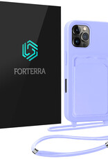 Forterra Forterra iPhone 16 Pro Max Hoesje Pashouder met Koord - Lila