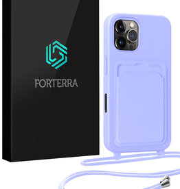 Forterra Forterra iPhone 16 Pro Max Hoesje Pashouder met Koord - Lila