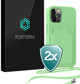 Forterra Forterra iPhone 15 Pro Max Hoesje Pashouder met Koord - Groen - 2 PACK