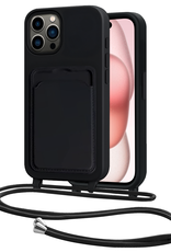 NoXx NoXx iPhone 14 Pro Max Hoesje Pashouder met Koord - Zwart