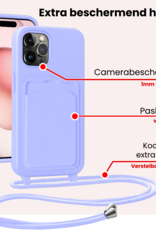 NoXx NoXx iPhone 14 Pro Max Hoesje Pashouder met Koord Met Screenprotector - Lila