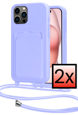 NoXx NoXx iPhone 14 Pro Max Hoesje Pashouder met Koord - Lila - 2 PACK