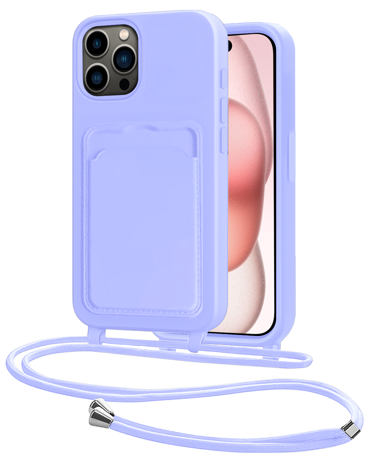 NoXx NoXx iPhone 14 Pro Max Hoesje Pashouder met Koord - Lila