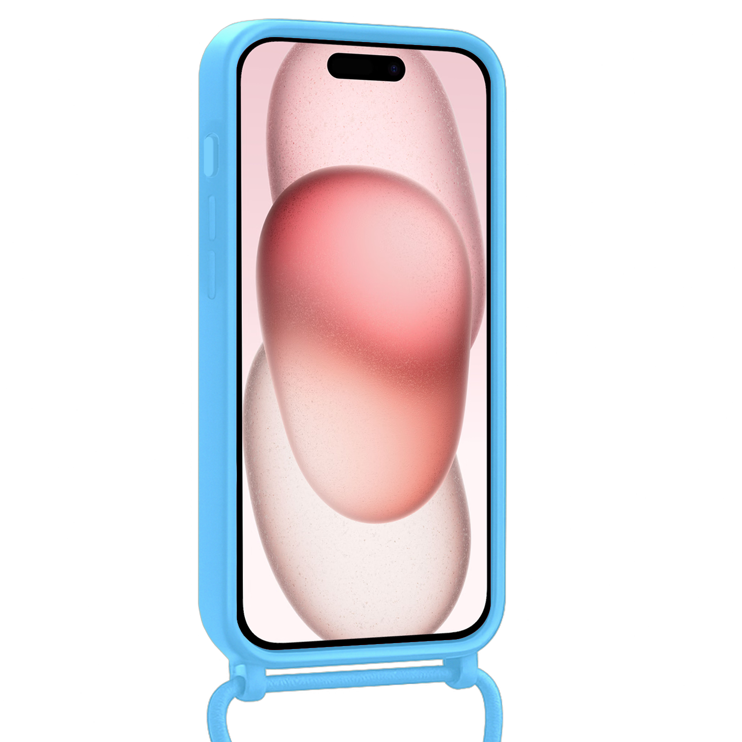NoXx NoXx iPhone 14 Pro Max Hoesje Pashouder met Koord Met 2x Screenprotector - Lichtblauw