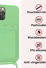 NoXx NoXx iPhone 14 Pro Max Hoesje Pashouder met Koord Met Screenprotector - Groen