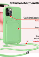 NoXx NoXx iPhone 14 Pro Max Hoesje Pashouder met Koord Met Screenprotector - Groen