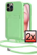 NoXx NoXx iPhone 14 Pro Max Hoesje Pashouder met Koord - Groen - 2 PACK