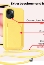 NoXx NoXx iPhone 14 Pro Max Hoesje Pashouder met Koord Met 2x Screenprotector - Geel