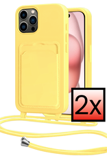 NoXx NoXx iPhone 14 Pro Max Hoesje Pashouder met Koord - Geel - 2 PACK