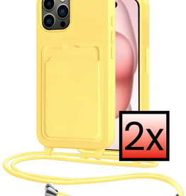 NoXx NoXx iPhone 14 Pro Max Hoesje Pashouder met Koord - Geel - 2 PACK