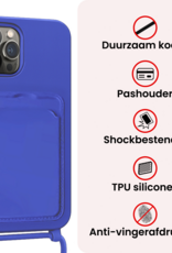 NoXx NoXx iPhone 14 Pro Max Hoesje Pashouder met Koord Met 2x Screenprotector - Fel Blauw