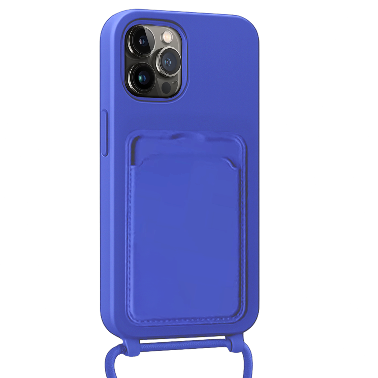 NoXx NoXx iPhone 14 Pro Max Hoesje Pashouder met Koord Met 2x Screenprotector - Fel Blauw