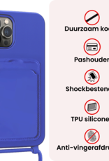 NoXx NoXx iPhone 14 Pro Max Hoesje Pashouder met Koord Met Screenprotector - Fel Blauw