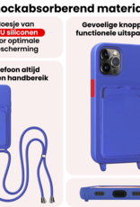 NoXx NoXx iPhone 14 Pro Max Hoesje Pashouder met Koord Met Screenprotector - Fel Blauw