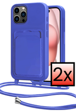 NoXx NoXx iPhone 14 Pro Max Hoesje Pashouder met Koord - Fel Blauw - 2 PACK