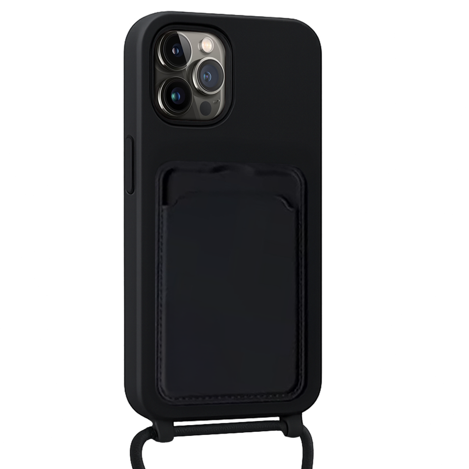 NoXx NoXx iPhone 13 Pro Hoesje Pashouder met Koord - Zwart