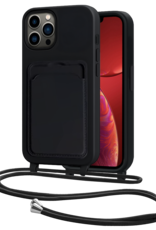 NoXx NoXx iPhone 13 Pro Max Hoesje Pashouder met Koord - Zwart