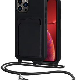NoXx NoXx iPhone 13 Pro Max Hoesje Pashouder met Koord - Zwart